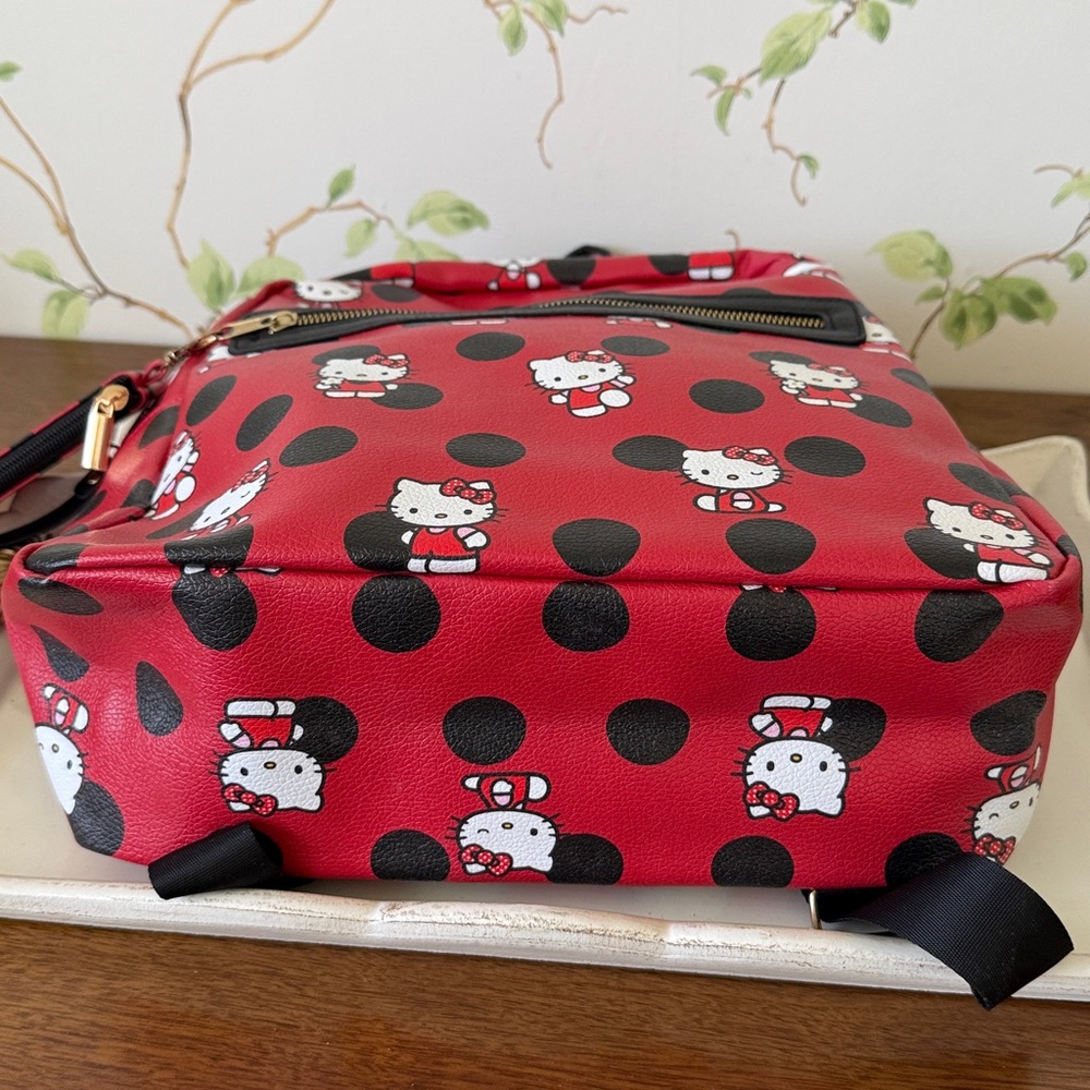 Hello Kitty Red and Black Polka Dot Faux Leather Backpack & Coin Purse - NEW - Picture 9 of 12